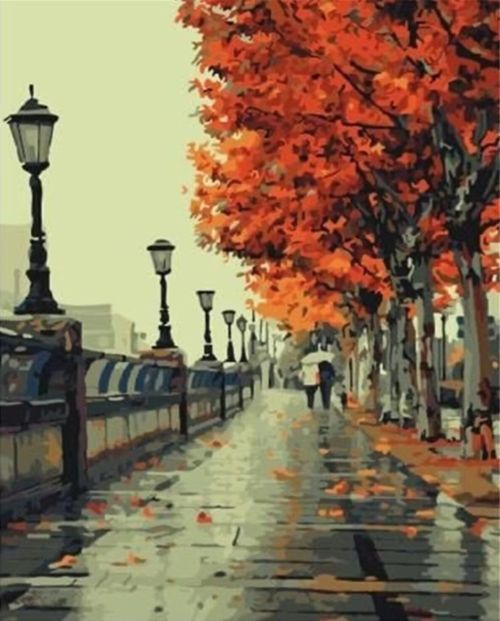 Pictura pa numere – Strada pe langa mal, 40x50cm
