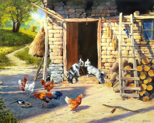 Pictura pe numere – Curte vesela, 40x50cm