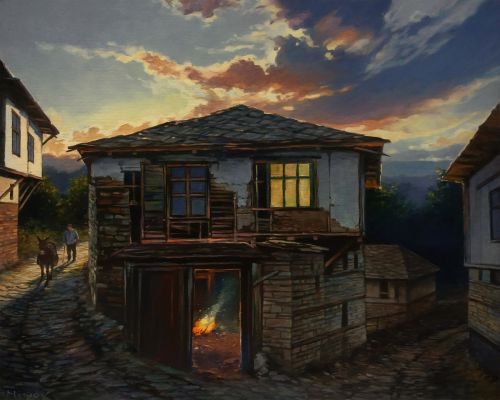 Pictura pe numere - Pe poteca apusului, 40x50cm