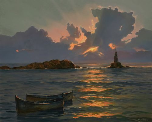 Pictura pe numere -  Rasarit in Ahtopol, 40x50cm