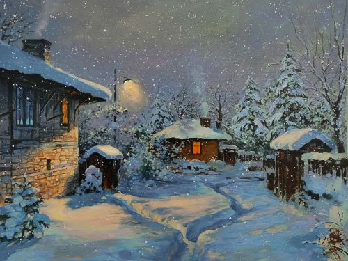 Pictura pe numere  - Poveste cu zapada, 40x50cm