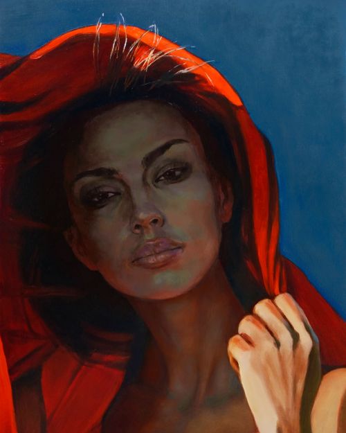 Pictura pe numere – Femeia in rosu, 40x50cm