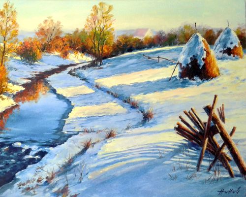 Pictura pe numere – Umbre de iarna, 40x50cm