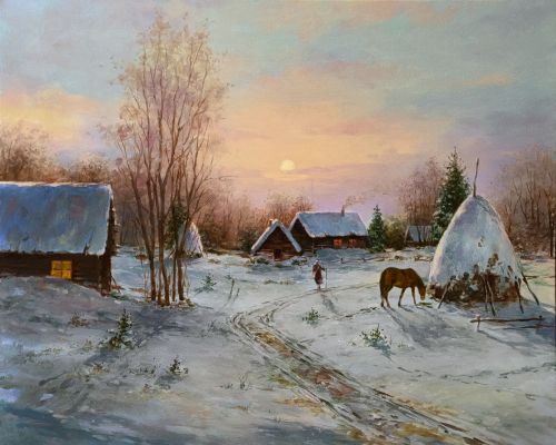 Pictura pe numere – Dimineata de iarna, 40x50cm