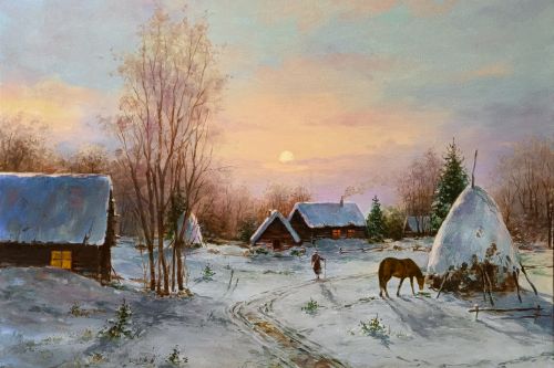 Pictura pe numere – Dimineata de iarna, 40x60cm