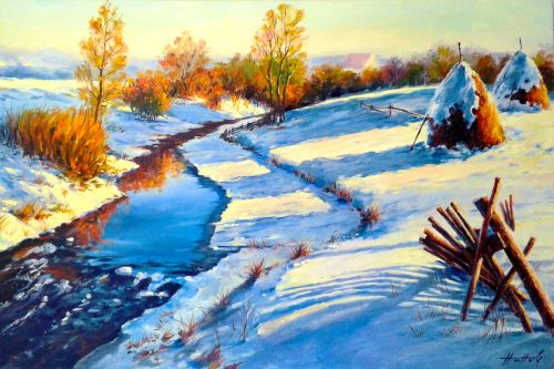 Pictura pe numere – Umbre de iarna, 40x60cm