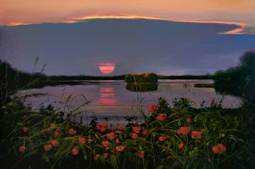 Pictura pe numere – Apus in rosu, 40x60cm