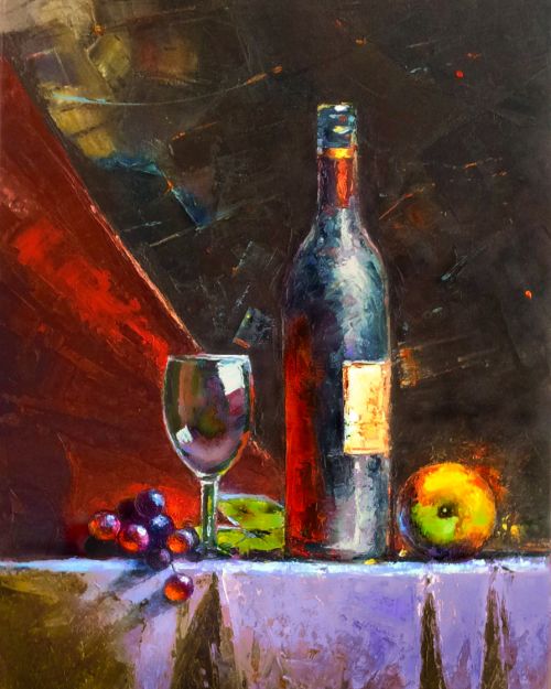 Pictura pe numere – Natura statica cu vin, 40x50cm