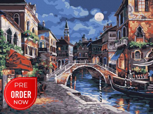 Pictura pe numere - Luminile de noapte din Venetia, 30x40cm