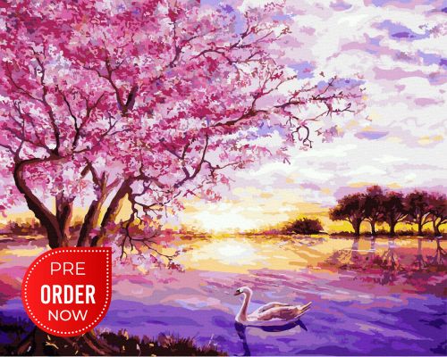 Pictura pe numere – Primavara lebedelor, 40x50cm